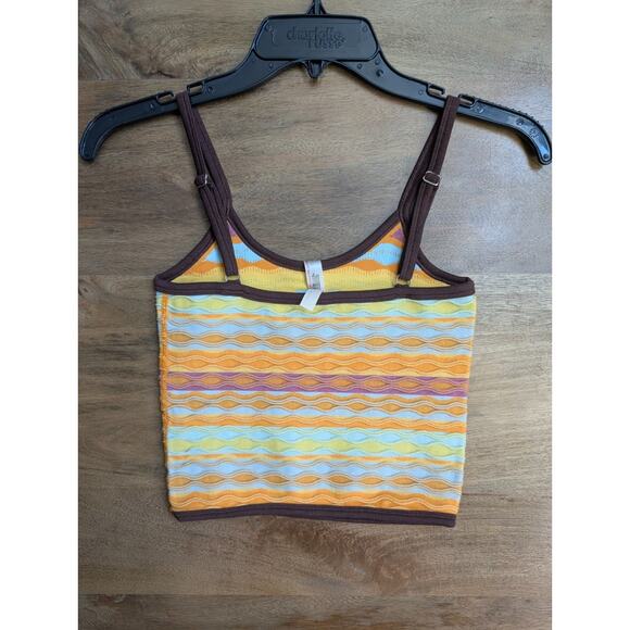 Free People Movement Camisole Top Womens M-L Brown Yellow Brown Papaya Combo - Picture 2 of 3